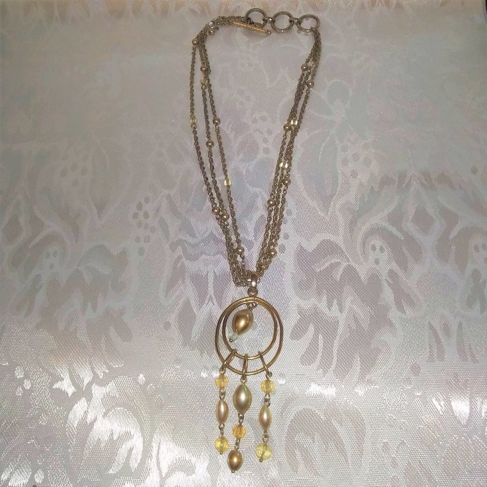 Vintage Monet Multi Strand Pendant Necklace 16"